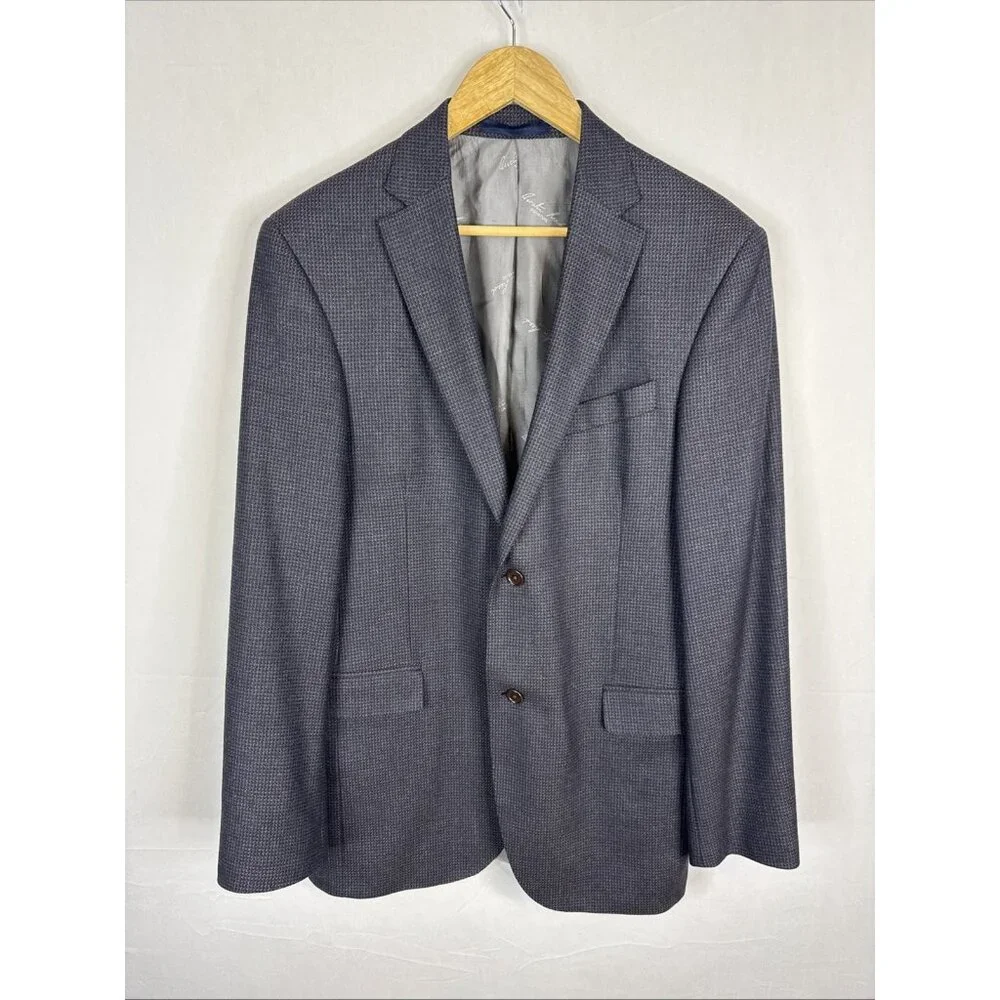 Austin Reed Signature Blue Textured Sport Coat Blazer Men’s‎ 40R Super 110s Dino